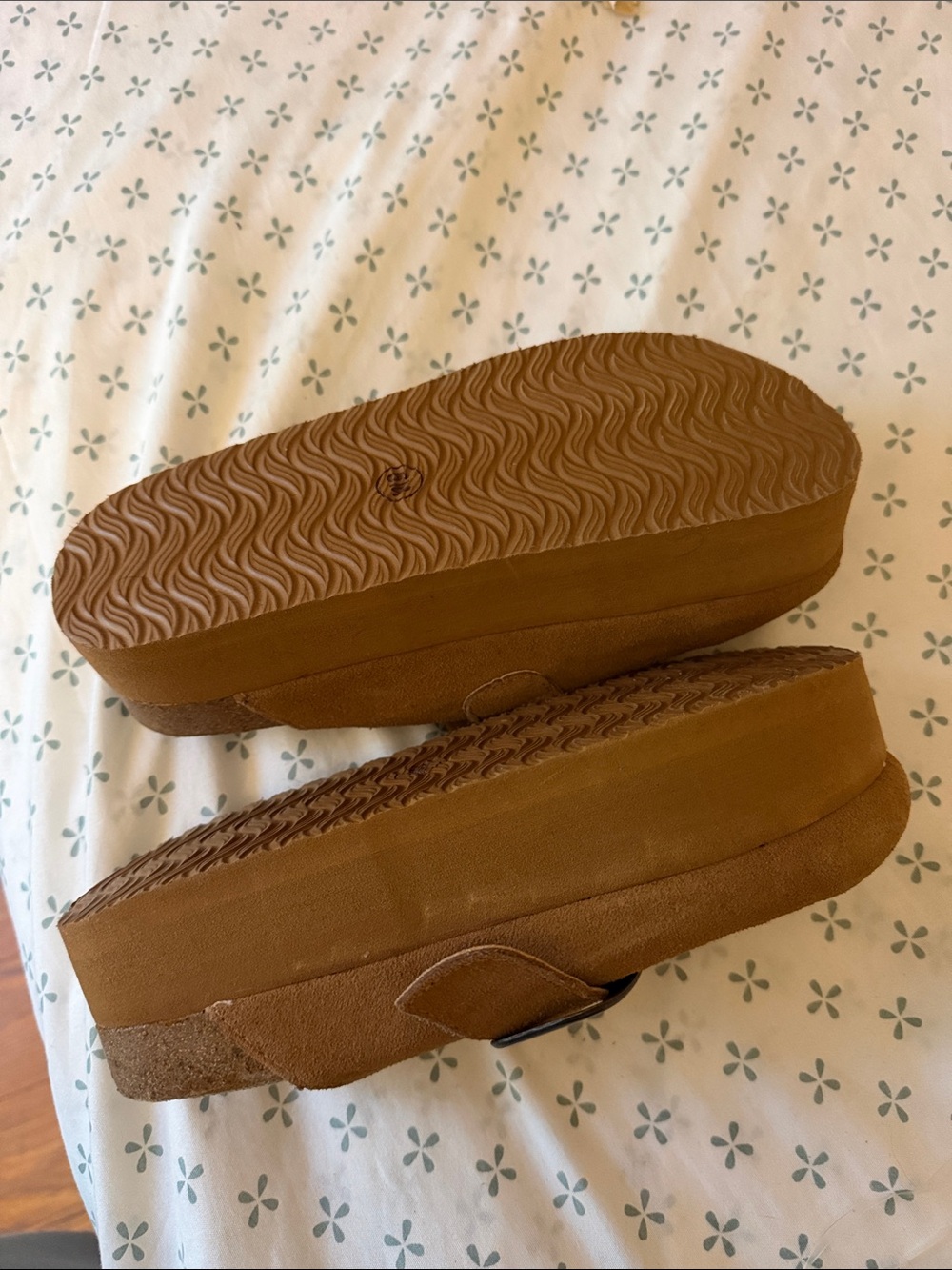 Suede Slip-On Clogs with Buckle in Tan - Picture 2 of 3